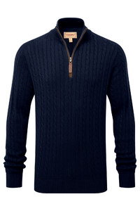 Calton Cotton Cashmere Cable Quarter  Zip Jumper