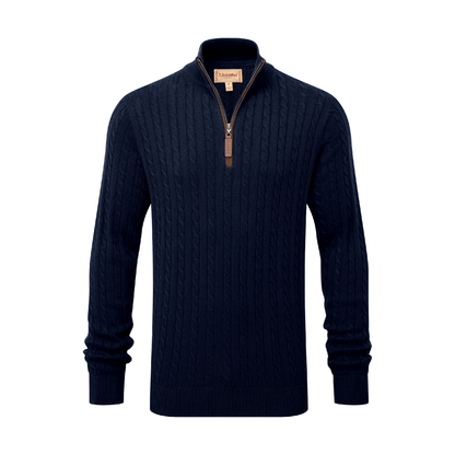 Calton Cotton Cashmere Cable Quarter  Zip Jumper