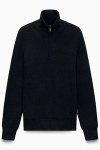  Ribbed Wool Zip Neck Knit 