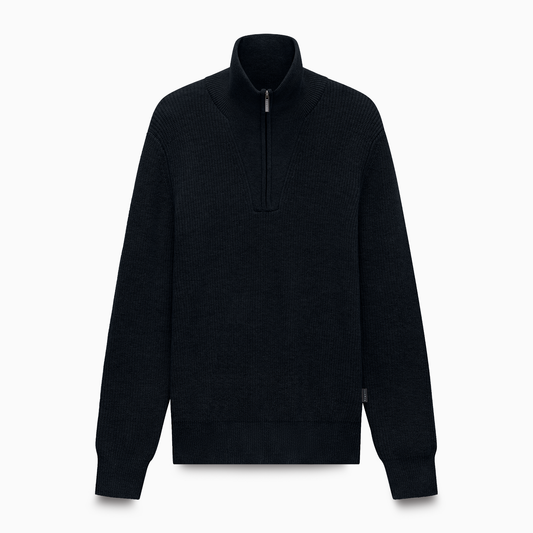  Ribbed Wool Zip Neck Knit 