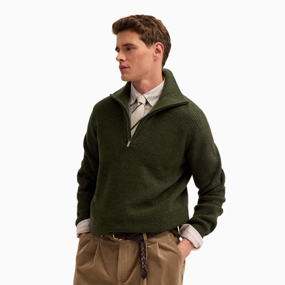  Ribbed Wool Zip Neck Knit 