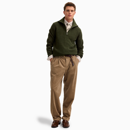  Ribbed Wool Zip Neck Knit 