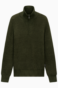  Ribbed Wool Zip Neck Knit 