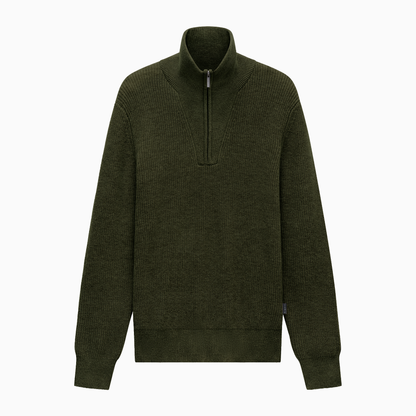  Ribbed Wool Zip Neck Knit 