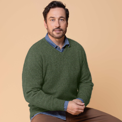 Possum Merino Oxford Vee Neck Knit