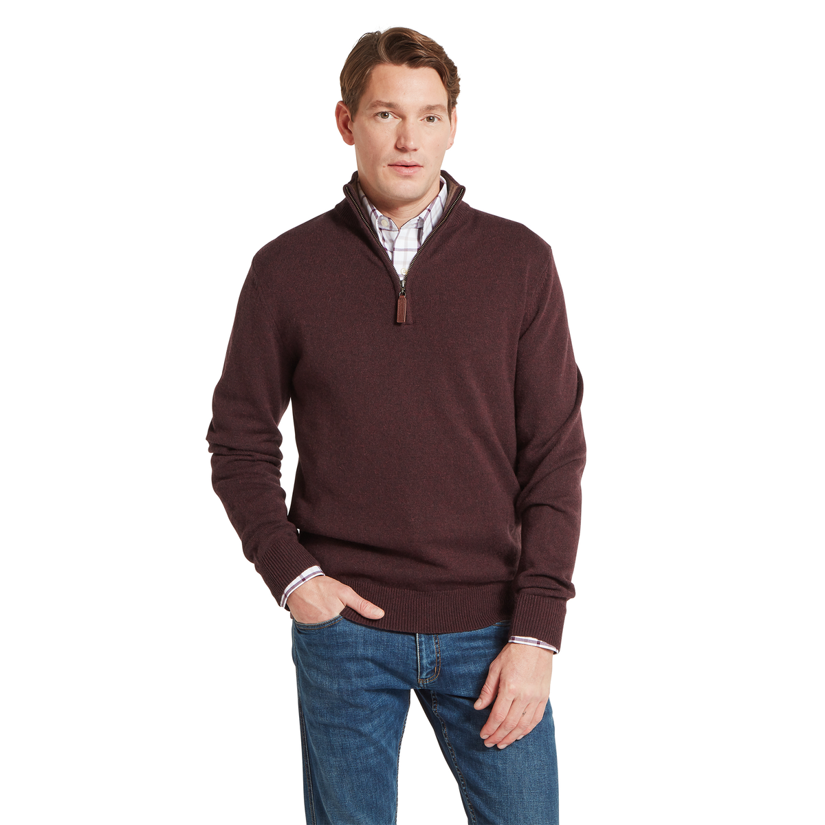 Lewis Lambswool Quarter Zip Jumper