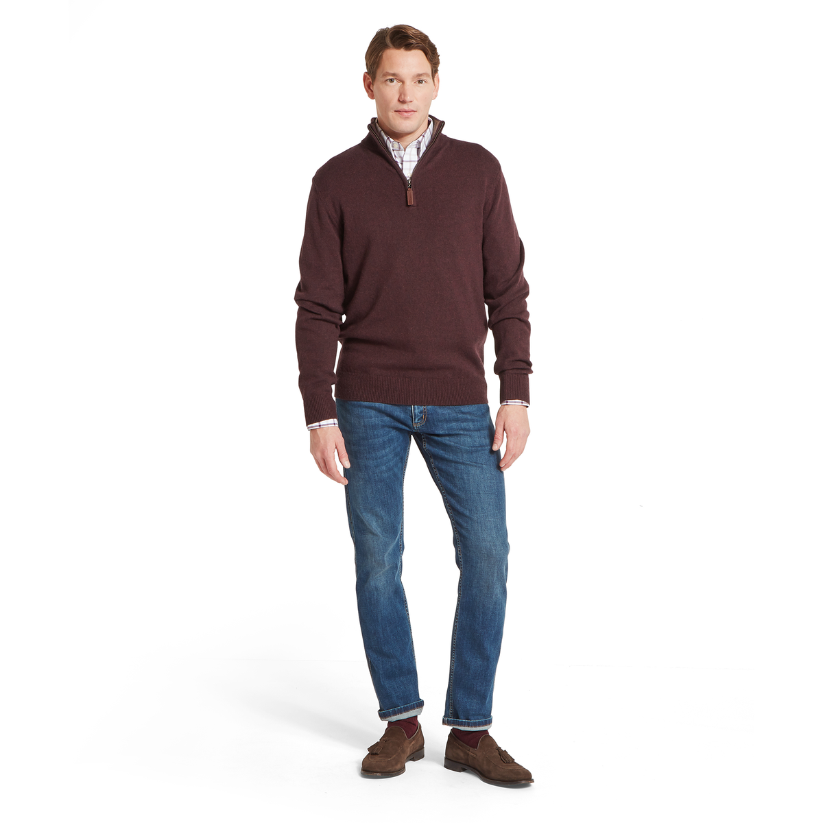 Lewis Lambswool Quarter Zip Jumper