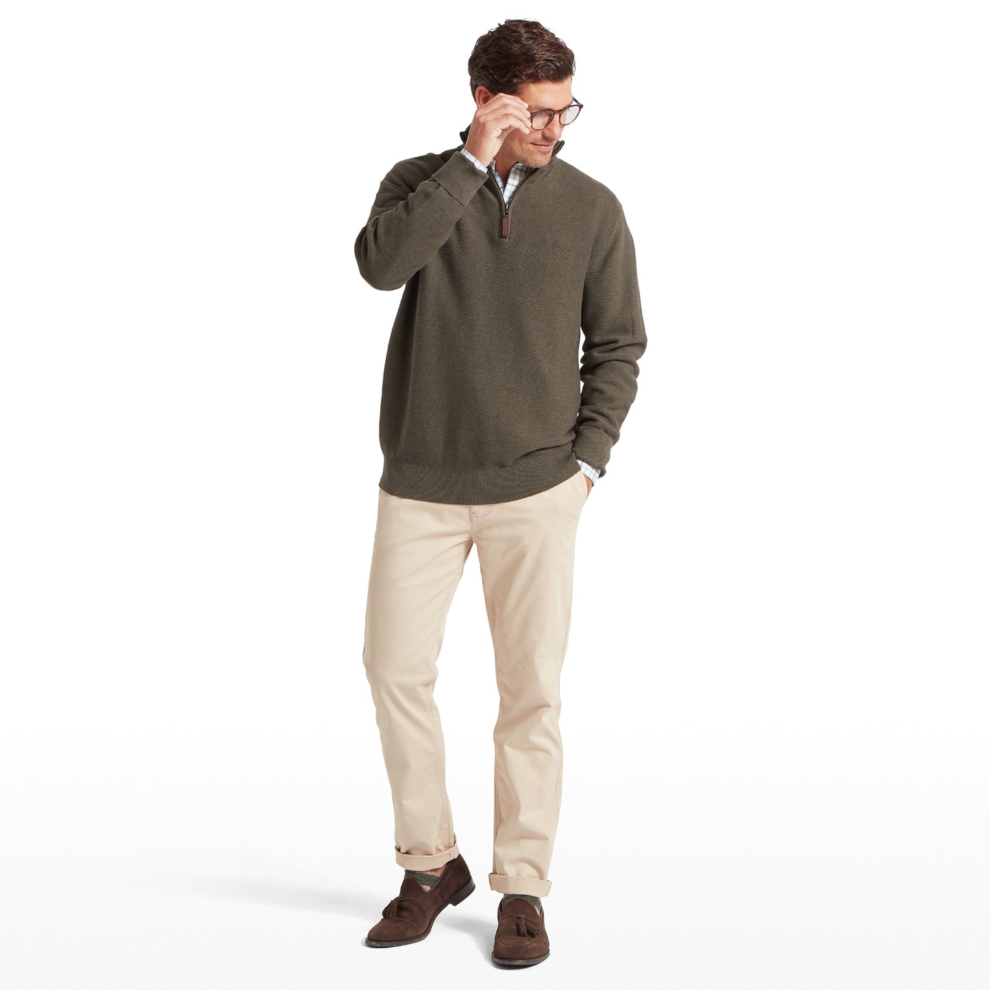 Porthleven Quarter Zip Cotton Knit
