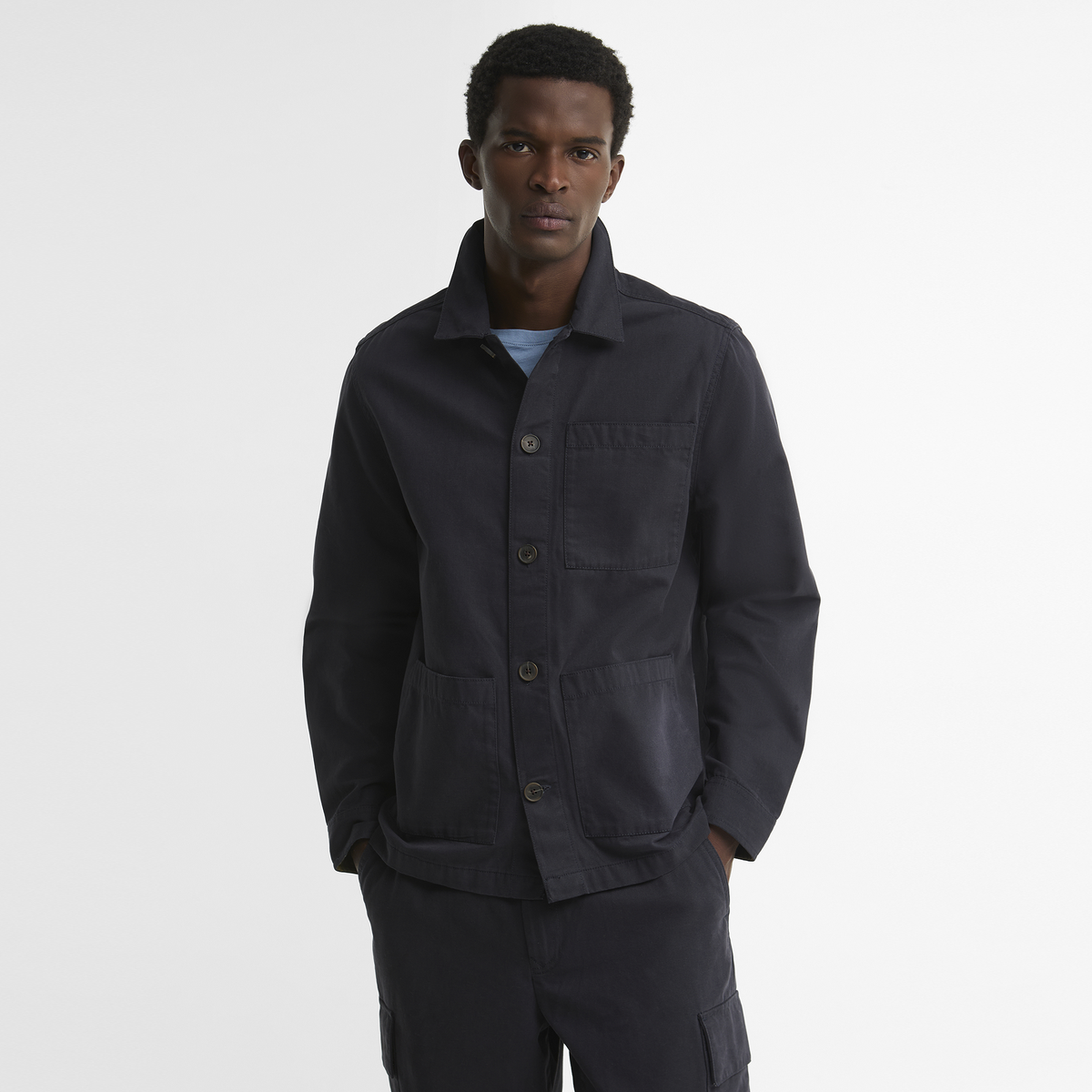 Tartan Trimmed Washed Overshirt