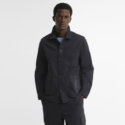 Tartan Trimmed Washed Overshirt