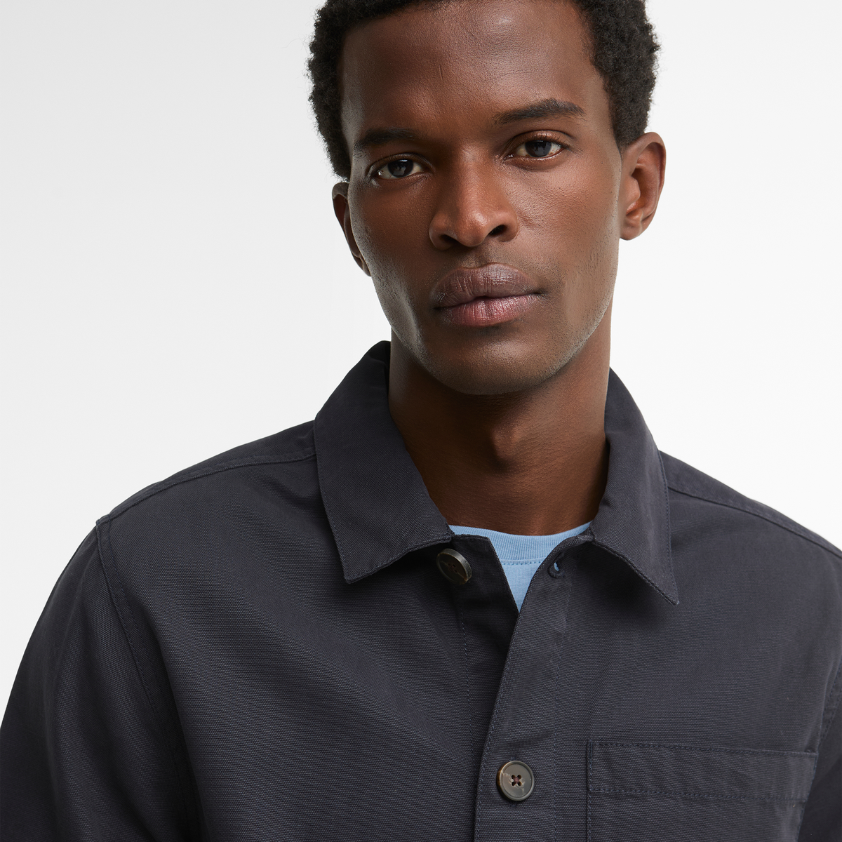 Tartan Trimmed Washed Overshirt