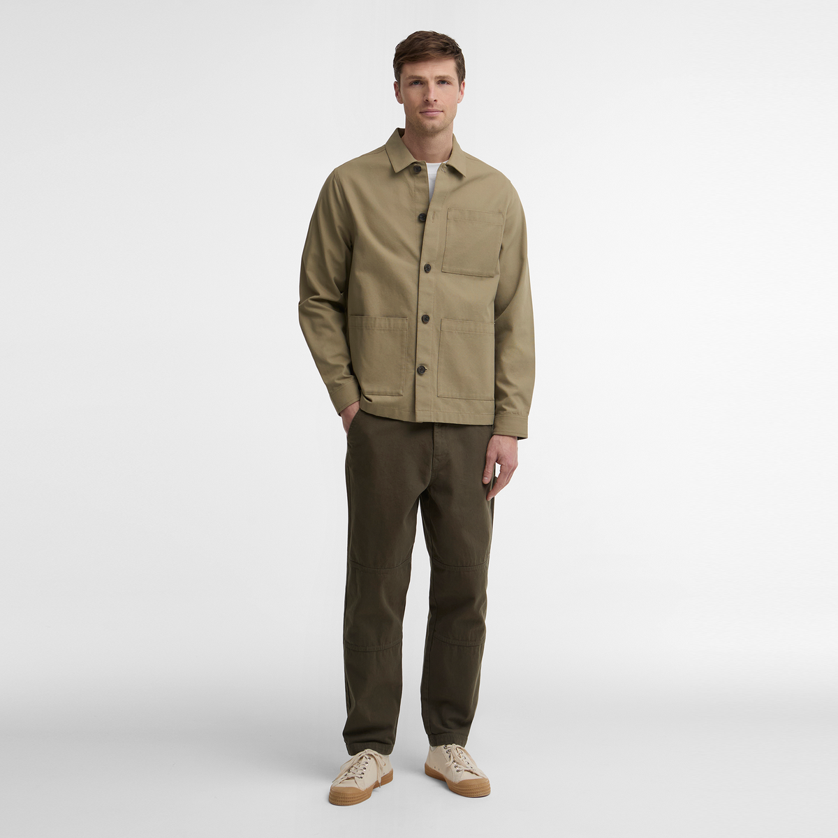 Tartan Trimmed Washed Overshirt