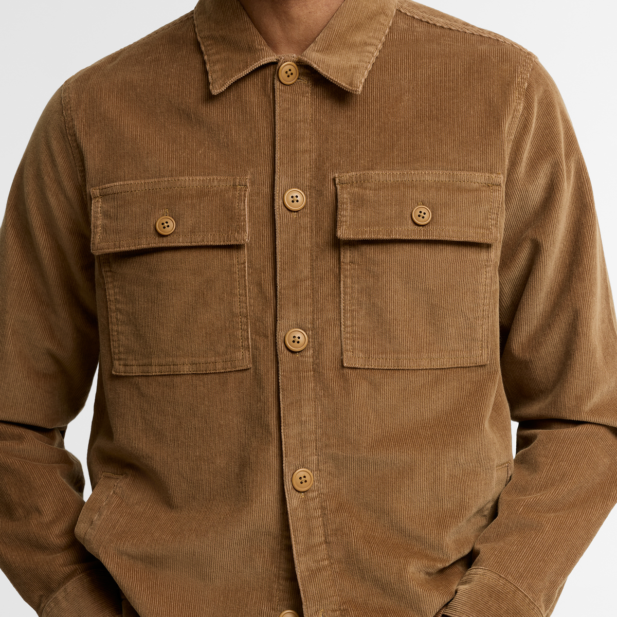 Tartan Trimmed Cord Overshirt