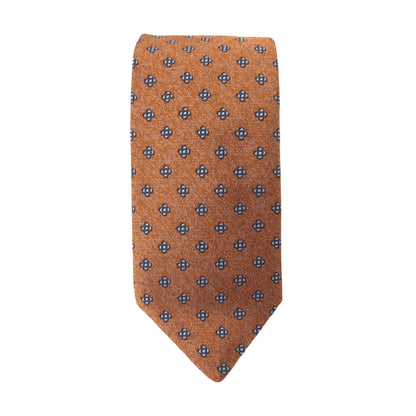 Neat Medallion Flower Textured Silk Tie