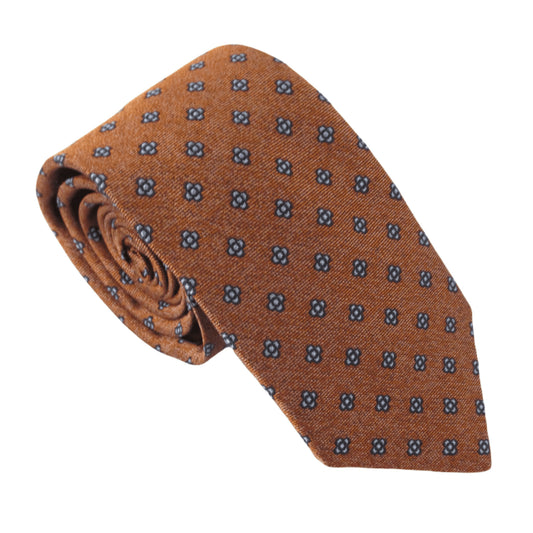 Neat Medallion Flower Textured Silk Tie