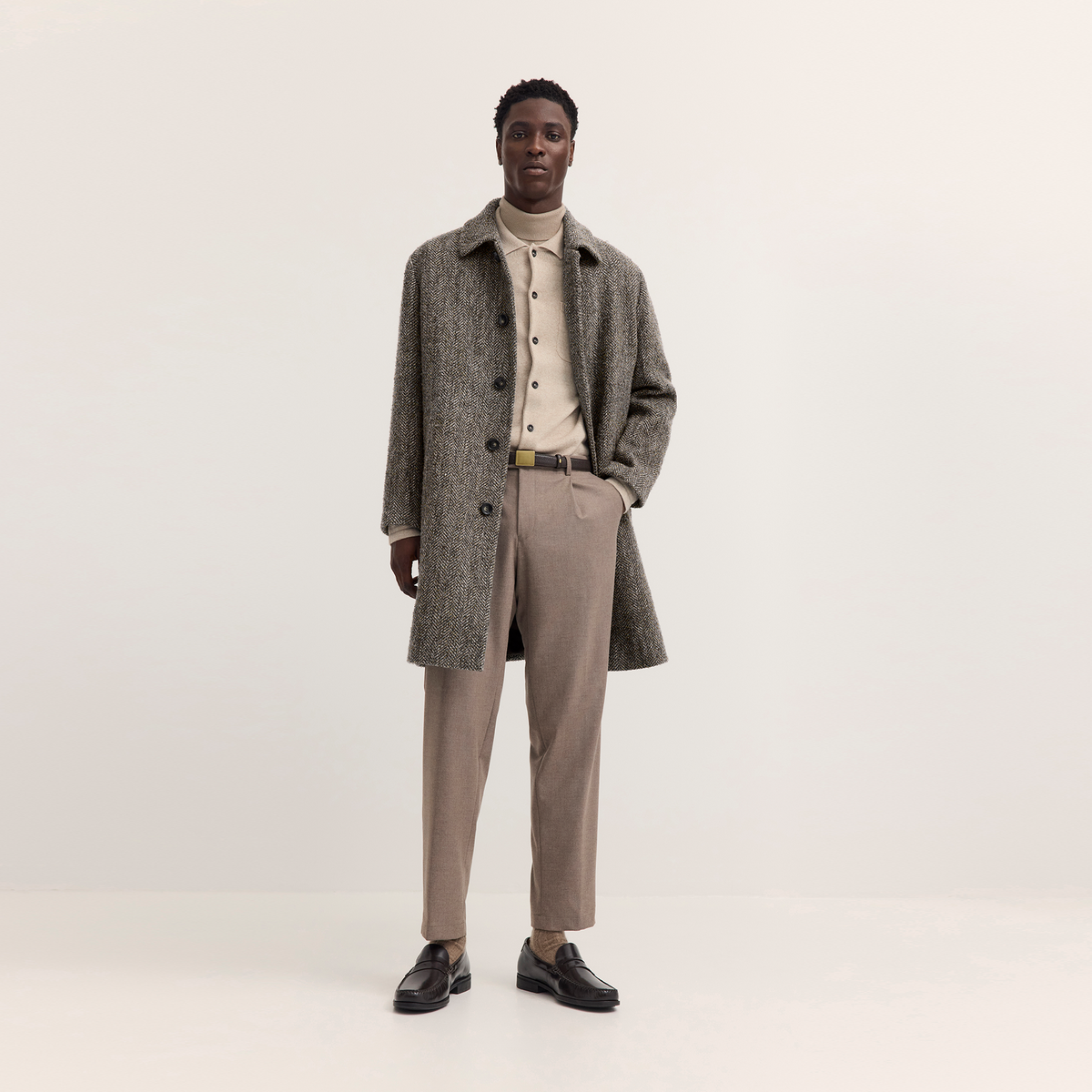 Herringbone Wool Coat 